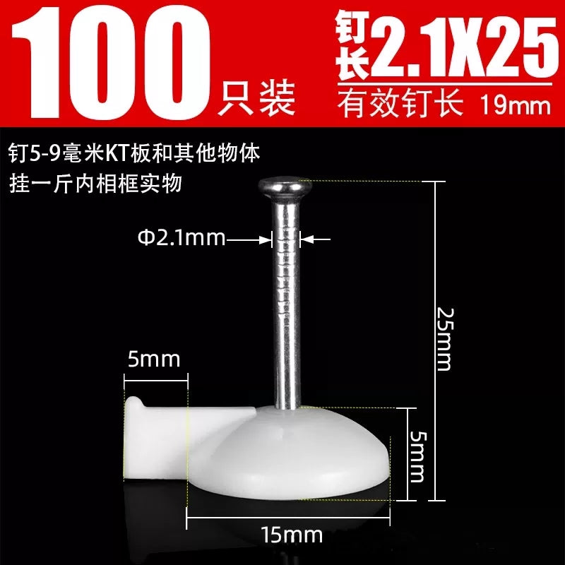 Taizhu steel thumbtacks, wallpaper mosquito netting door curtain photo frame advertising cloth wall nails. Unit: package. Hammer-in grooved nails 2.1*25 (100 pieces). [1]