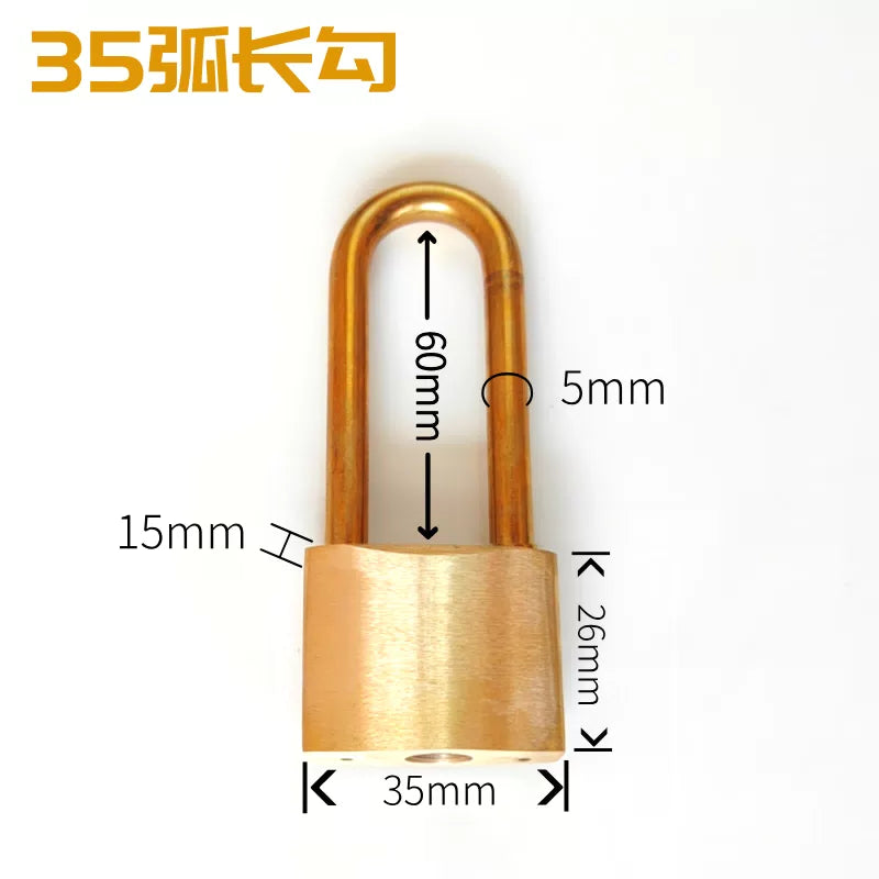 Thickened, waterproof, and rust-proof brass padlock for outdoor use in gas stations, power plants, and coal mines. 35mm longer, 3 keys. [4]