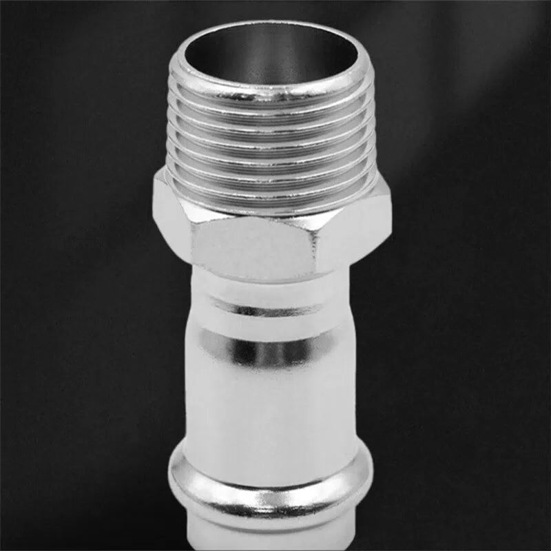 VIRUIJIA 304 Stainless Steel Press-fit Male Thread Straight Thin-walled Water Pipe External Thread Converter Double Press-fit Straight Connector DN32 (32*1) [1]