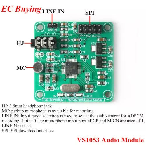 VS1053 Audio Decoding Module Real-Time Encoding AVR Processor SPI AMS-1117 [3]
