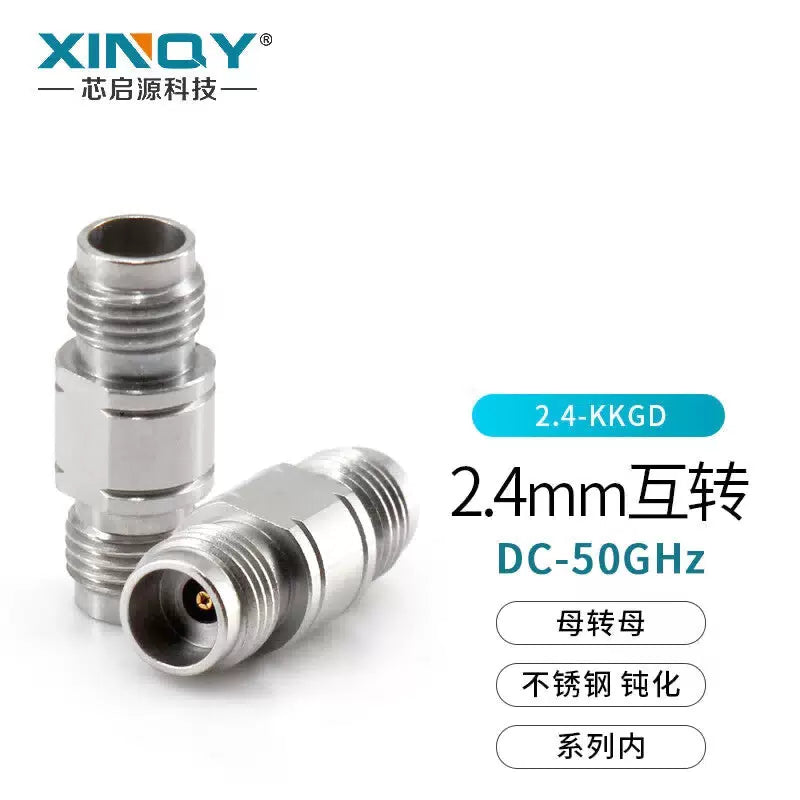 XINQY 2.4mm High-Frequency Millimeter-Wave Adapter DC-50GHz RF Coaxial Stainless Steel Conversion Head Male/Female Interchange 2.4mm Female to 2.4mm Female 2.4-KKGD [1]