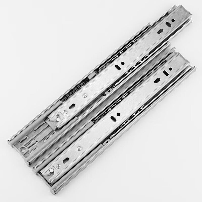 Bingyu Stainless Steel Damping Drawer Slides, Thickened Drawer and Cabinet Three-Section Slides, 12-inch 300mm (1 set), Screws Included, BH-673
