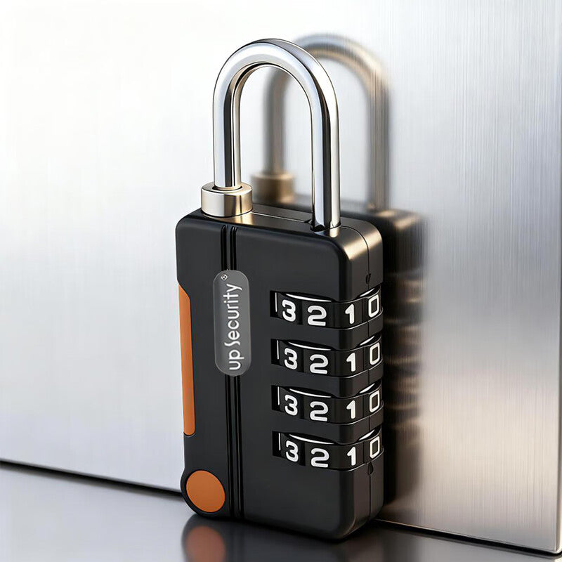 Chuck metal combination padlock for home storage lockers, suitcases, dormitories, gyms, bike baskets, backpacks, portable, black.