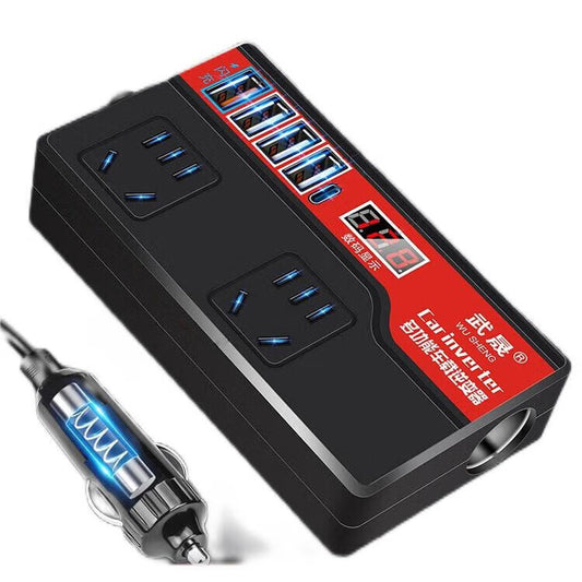 Ouhuayuan 12V/24V Universal Car Inverter Converter to 220V High-Power Car and Truck Power Plug and Socket, Wusheng Type-C [Business Black] Standard Edition Fast Charging