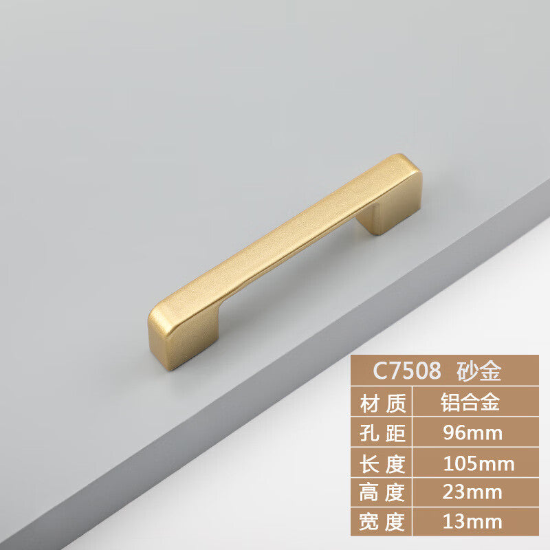 Platinum Modern Minimalist Gold Cabinet Drawer Handles, Cabinet Door Handles, Shoe Cabinet French Wardrobe Handles, 7508-96 Hole Spacing