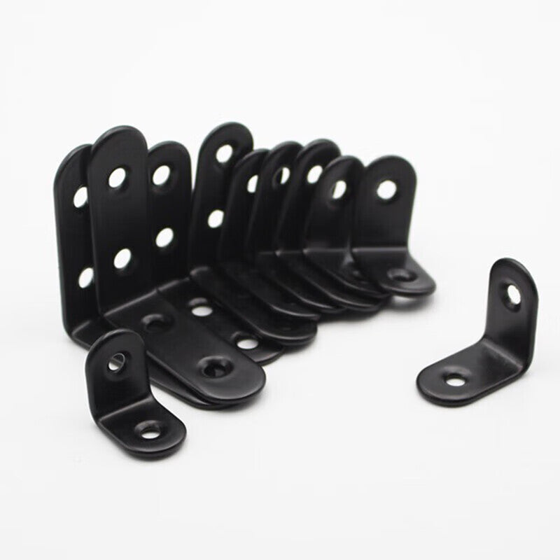 Jingu Lao Stainless Steel Angle Bracket Fixture Bracket, 90-degree Right Angle Bracket, Triangular Bracket, Black, L-shaped, 10 pieces, with screws, 50×50mm