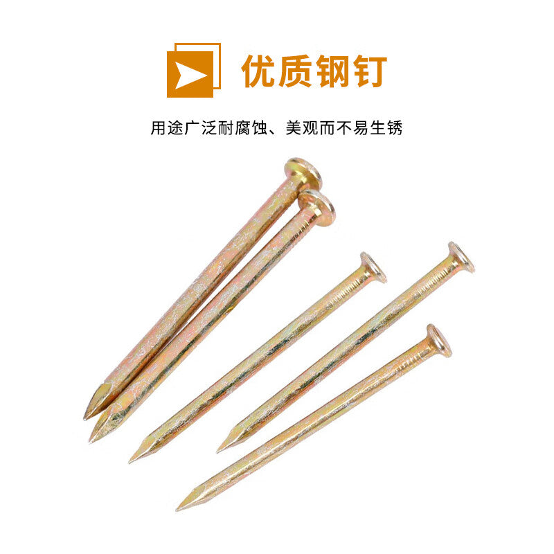 Deqi 55# Special Steel Nails, Cement Nails, High Hardness Yellow Wall Nails, Wall Painting Nails, Headless Nails [Jingcang] 100mm (300g - Approx. 25 pieces)