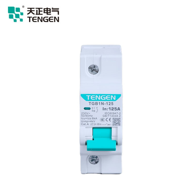 Tianzheng Electric TGB1N series 125 frame air switch small circuit breaker short circuit overload protection D type 1P 100A (Xiangyun 3.0) 335012800381