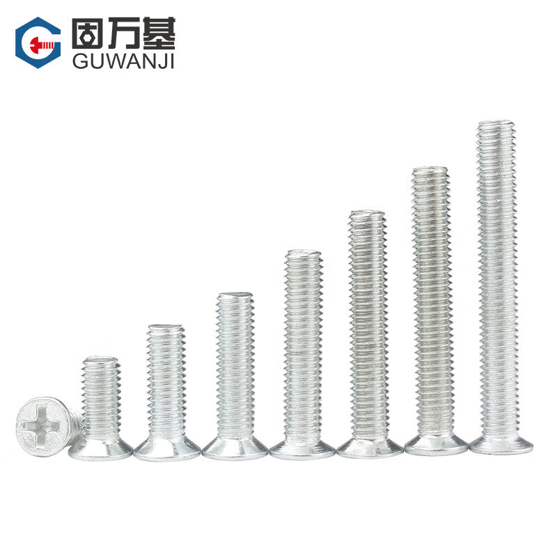 Guwanji white zinc plated Phillips head flat head screws, countersunk head machine screws, KM miniature electronic screws, M3, M4, M5, M6 bolts, national standard fasteners, KM5x10 [500 pieces]
