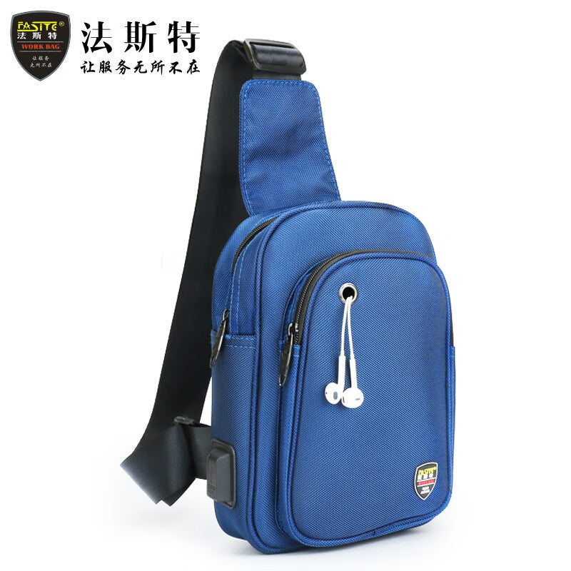 FASITE tool bag small chest bag electrician canvas multi-function repair one-shoulder portable waist bag tool backpack large blue