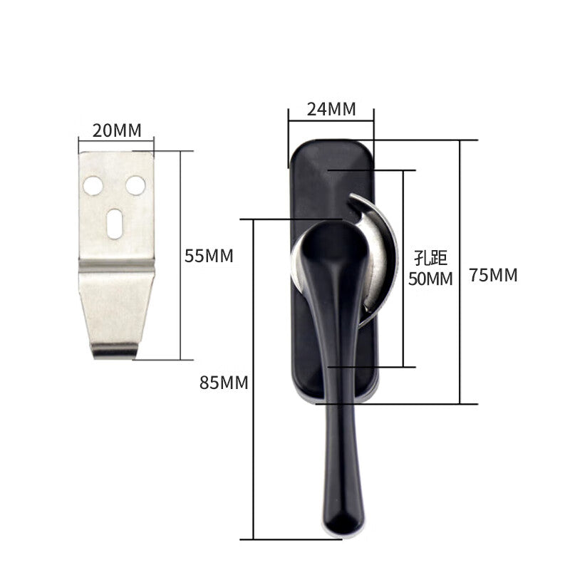Deqi door and window latches, sliding window locks, concealed hole universal crescent locks, glass sliding door latches, matching hooks and screws, silver-gray center handle.