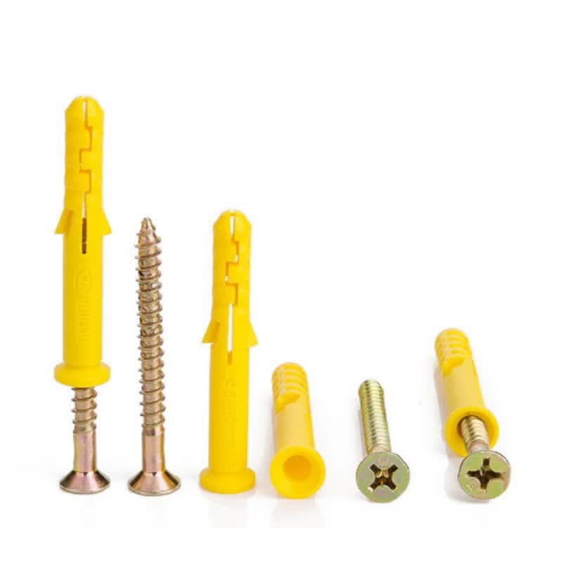 Winsteel WST853 Small Yellow Fish Plastic Expansion Tube, Anchor Bolt Granules, Self-Tapping Expansion Screws, 10*100mm (50 sets/bag)