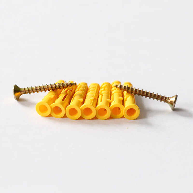 Deqi Small Yellow Fish Plastic Expansion Tube Expansion Screw, Rubber Plug Bolt, Self-Tapping Screw Set 8*120mm (25 sets)