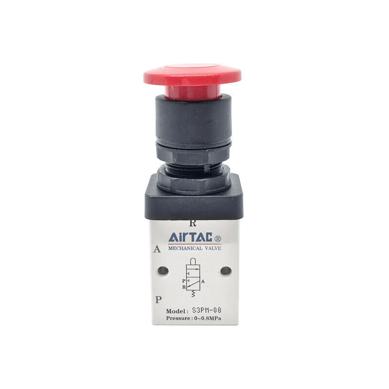 AirTAC Mushroom Head Button Type Manual Valve (1/4); S3PM08R