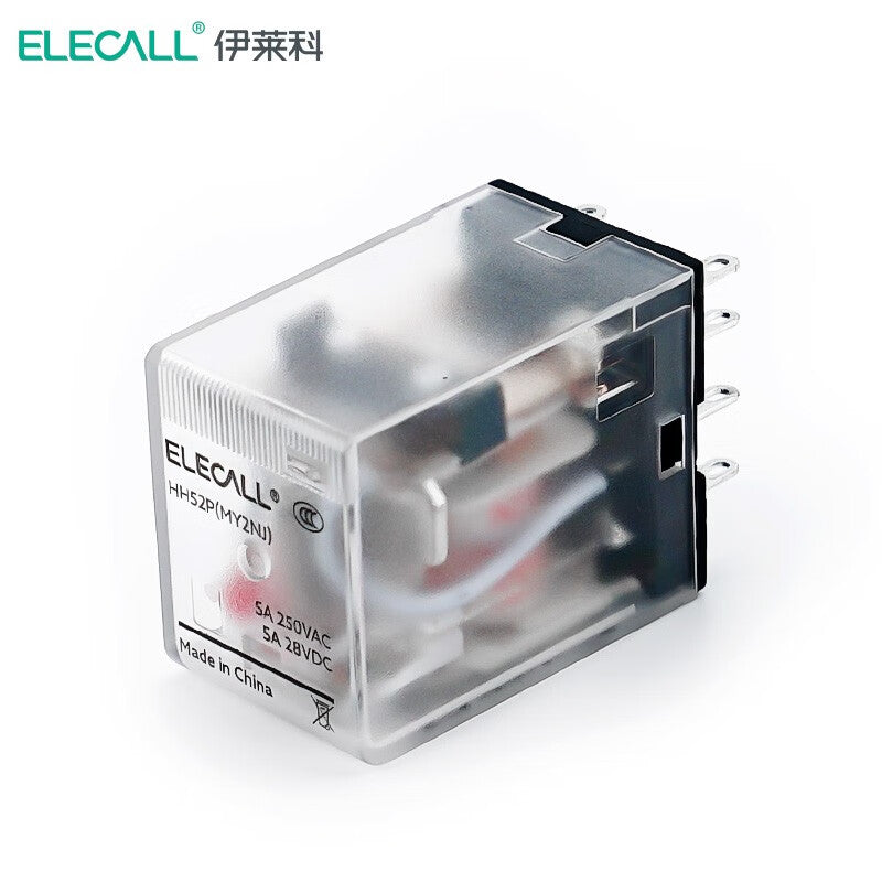 ELECALL HH52P small intermediate relay AC two open and two closed with light without base electromagnetic relay set 8 feet MY2NJ AC12V