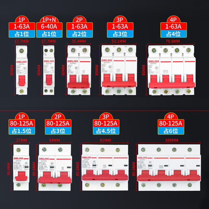 DELIXI ELECTRIC miniature circuit breaker air switch DZ47S air switch DZ47s C type 3P 16A