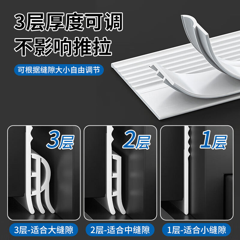 Pango Precision Sliding Door and Window Sealing Strips to Prevent Window Leaks, Windproof and Heat Insulating Film, Adjustable Size and Seam Wiring [2 Meters Black/Gray]