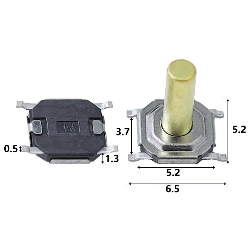 KissDis tactile switch, metal copper head, surface mount button, four-pin, waterproof micro switch, 1.8H/50 pieces