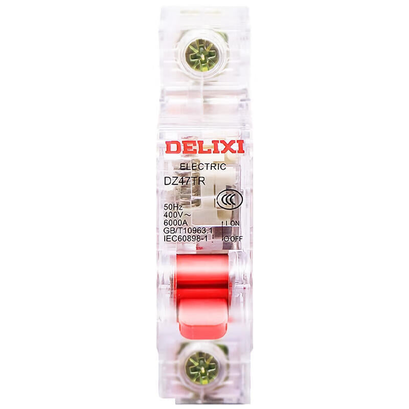 Delixi Electric DZ47TR transparent small circuit breaker; DZ47TR transparent MCB 4.5kA 1P C type 63A