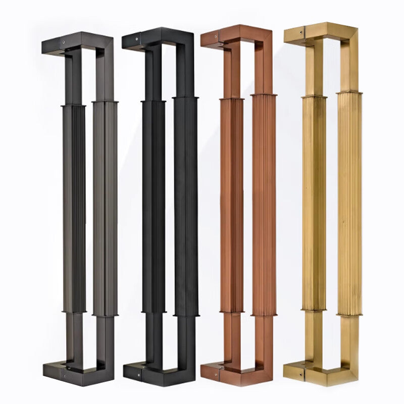 Deqi Glass Door Handle, Modern Minimalist Chinese Style, Straight Grain Square Tube Thickened Stainless Steel Handle, Antique Bronze, Total Length 800mm, Hole Spacing 770mm