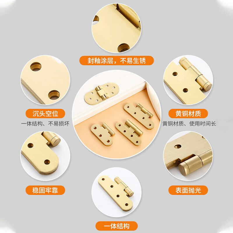 Deyu Crafts - Hinges for Cabinets, Doors, and Windows - Brass Hinges (8 holes, 70mm) - One Price