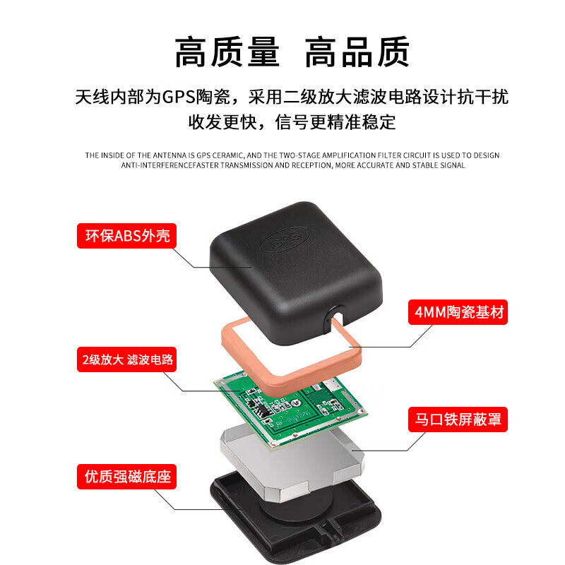 Fuweisheng GPS/Beidou Antenna, Universal Satellite Positioning External Antenna for Car Navigation DVD Players, FWS-AB, FAKRA-C Female Connector, 3-meter