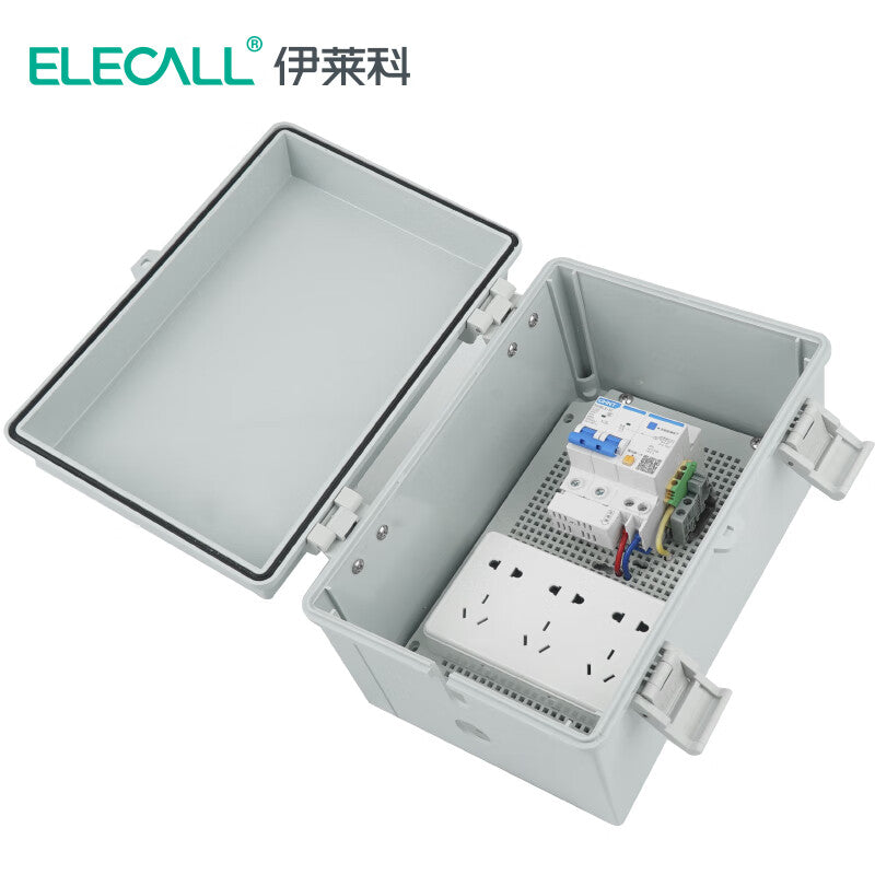 ELECALL Waterproof Socket Distribution Box 10A with 15 Holes Gray Cover