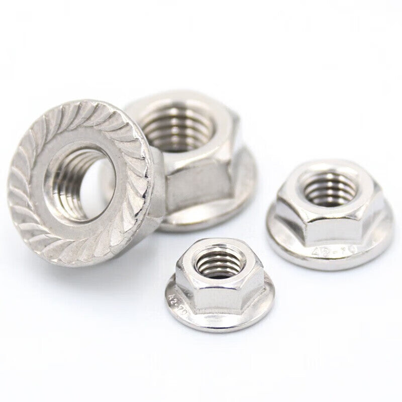 Haisdick 304 Stainless Steel Flange Nuts DIN6923, Anti-slip Toothed Nuts HKsq-281 M4 (150 pieces)