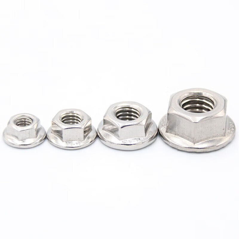 Haisdick 304 Stainless Steel Flange Nuts DIN6923, Anti-slip Toothed Nuts HKsq-281 M4 (150 pieces)