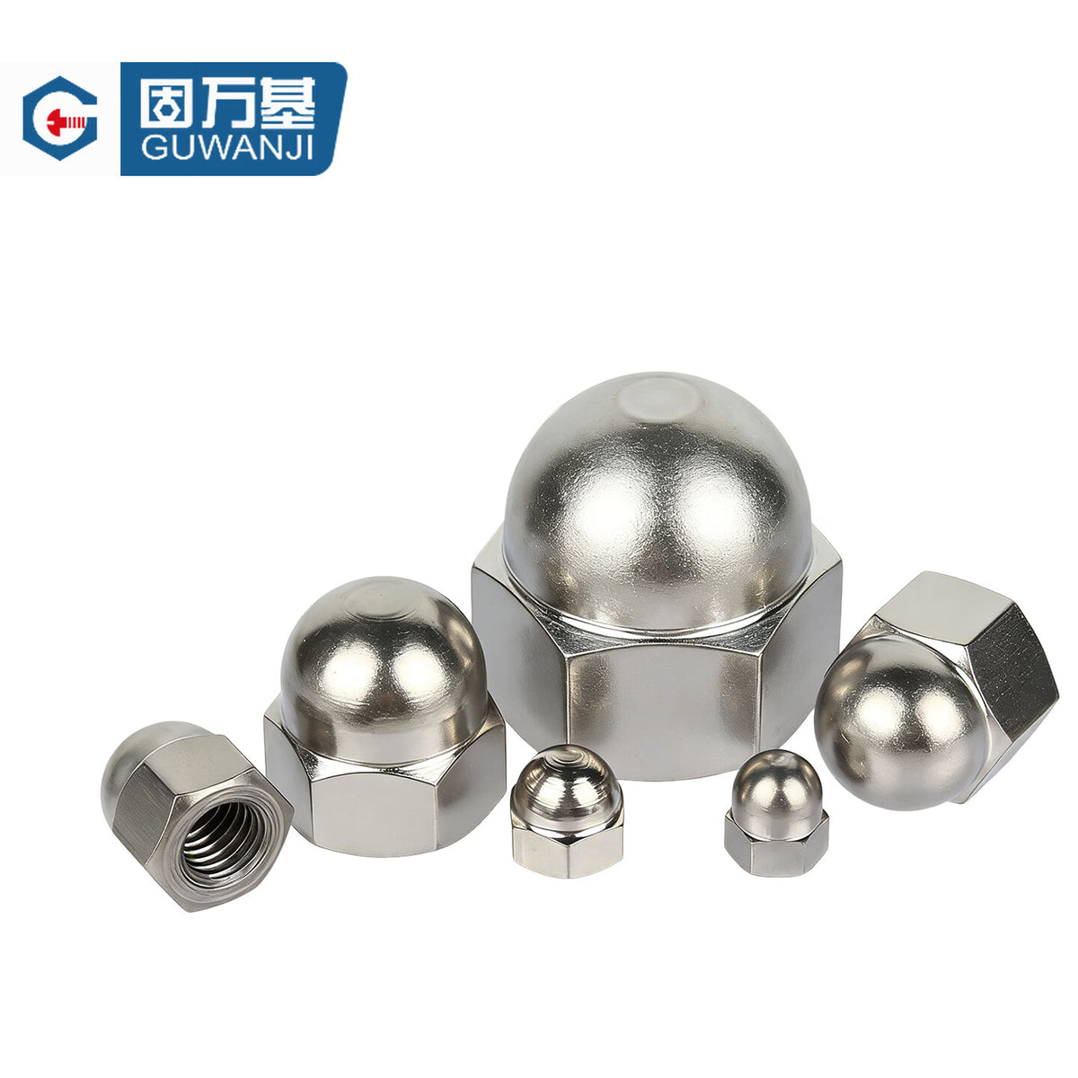 GUWANJI Hexagonal Cap Nut TA2 Titanium Alloy Cap Nut Pure Titanium Cap-Shaped Spherical Head Decorative Capped Nut M5 [5 pieces]