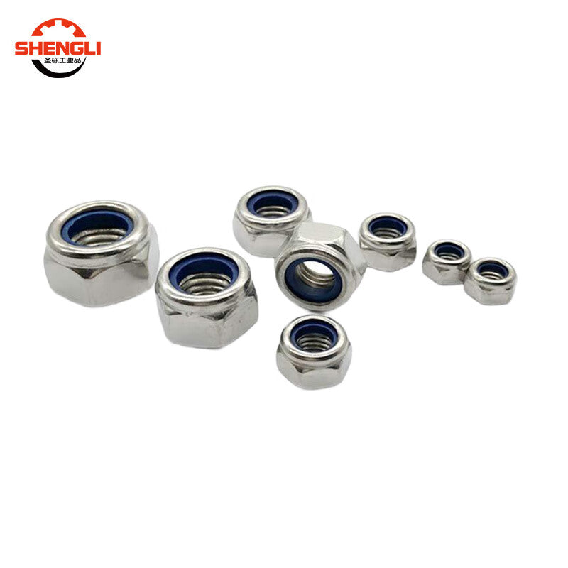 Saint-Struck 304 Stainless Steel Nylon Anti-Loosening Nut DIN985 Self-Locking Nut Anti-Locking Nylon Nut M5 [100 Pieces]