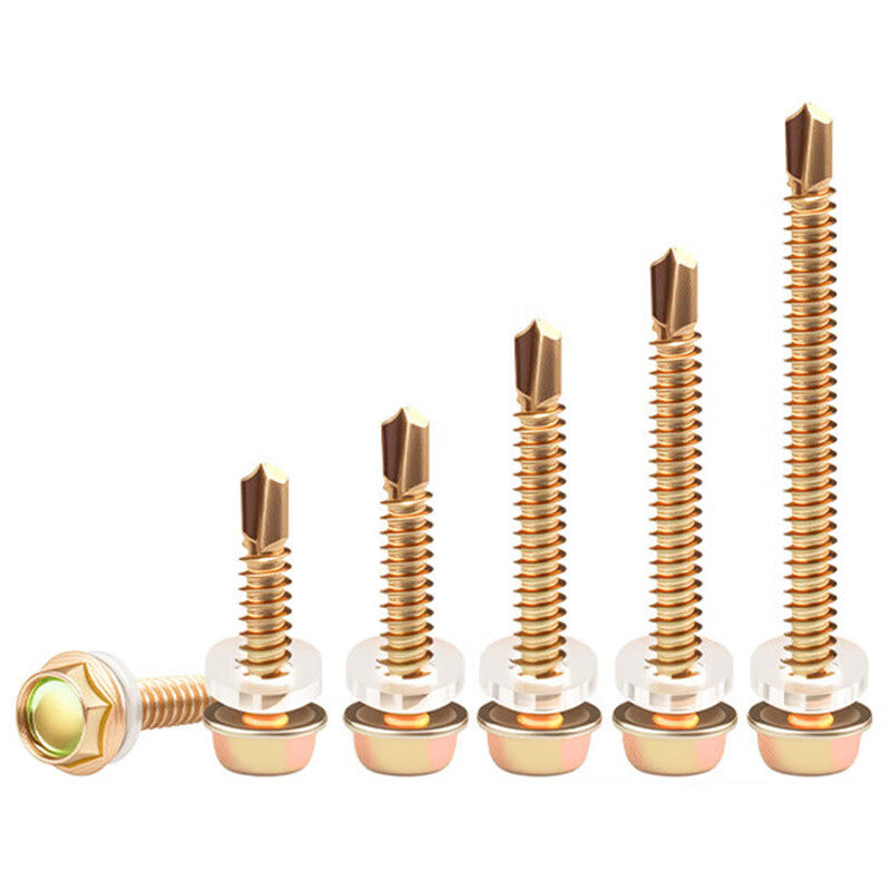 Xiaofeng Precision Zinc-Concentrated Hexagonal Self-Drilling Screws, Corrugated Steel Roofing Screws, Self-Tapping Dovetail Screws, 4.8*25 - Approx. 145 Pieces