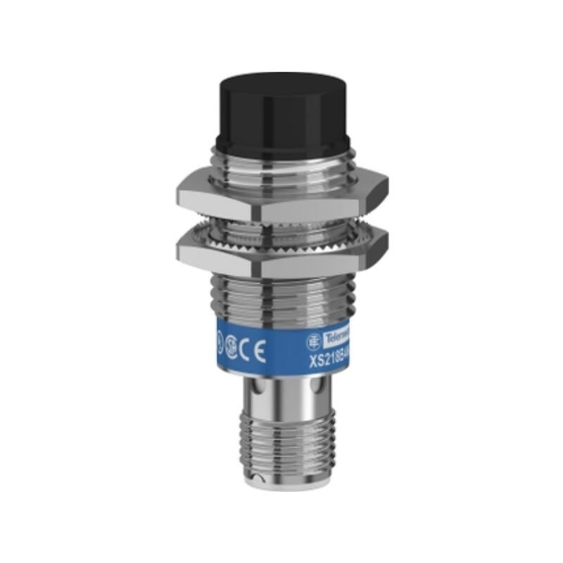 Telemeco double distance, cylindrical proximity switch, non-embedded, Φ18, short body, NPN, normally open, 3-wire, M12 connection; XS218B4NAM12
