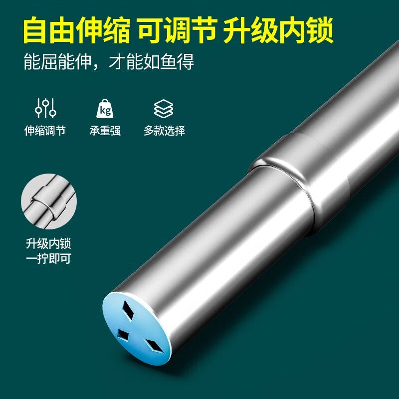 Thousand-speed wheel wardrobe inner hanging rod, stainless steel telescopic rod, clothes drying rod, wardrobe flange seat fixing crossbar accessories (flange + screws) 60-100