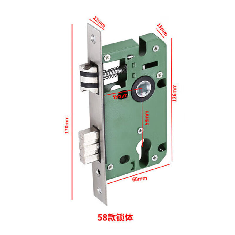 Bingyu Interior Door Lock, Simple Wooden Door Handle Lock, Quiet Two-Piece Lock, Black, 58 Lock Body Model B, BH-252