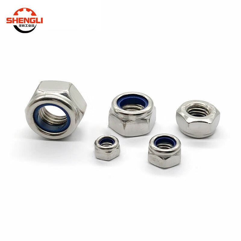Saint-Struck 304 Stainless Steel Nylon Anti-Loosening Nut DIN985 Self-Locking Nut Anti-Locking Nylon Nut M5 [100 Pieces]