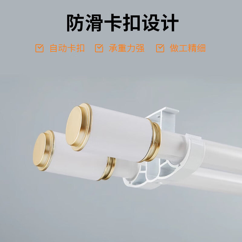 Deqi Aluminum Alloy Roman Rod Bracket, Curtain Rod Base Bracket, Track Bracket Hook, Double Top, White (2 pieces)