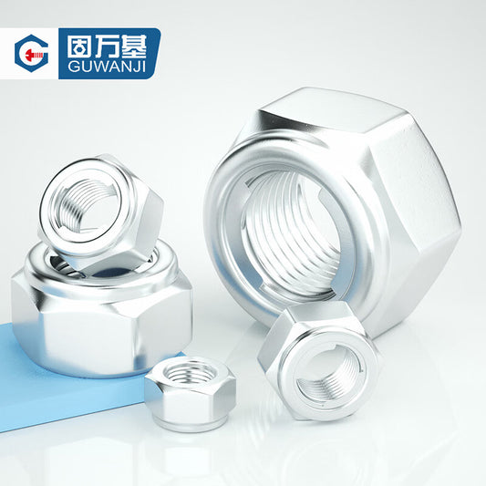 GUWANJI All-Metal Hexagonal Lock Nuts, Galvanized Metal Sheet Lock Nuts, Iron Hexagonal Anti-Loosening Self-Locking Nuts, M4 [500 pieces]