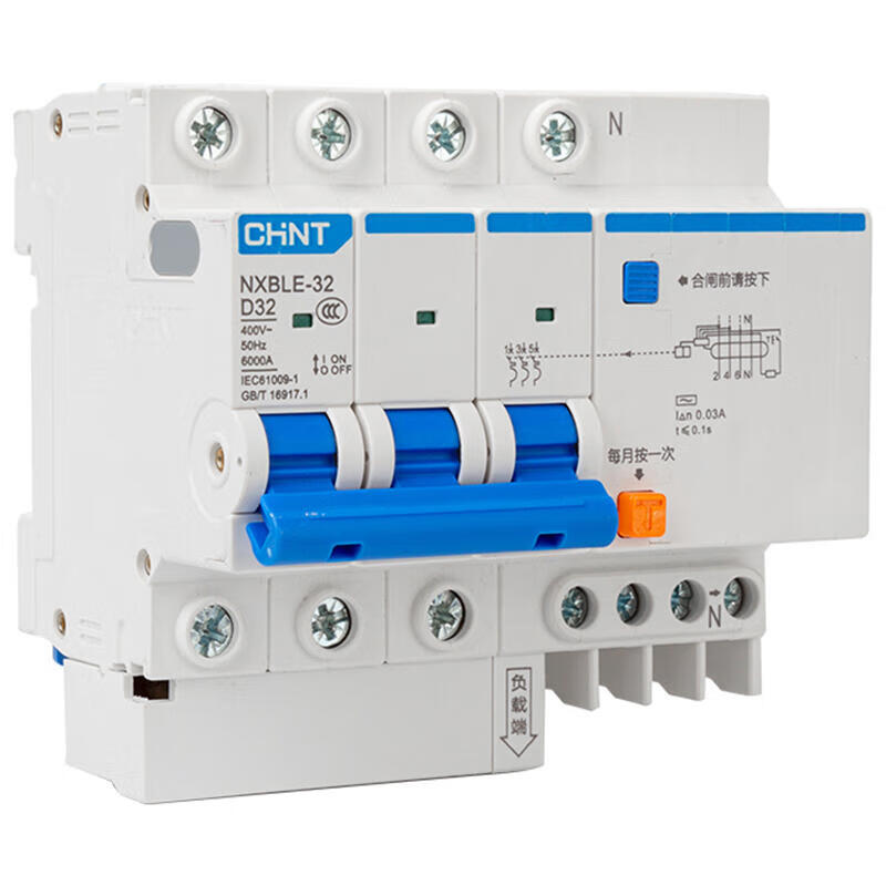 Chint residual current action circuit breaker; NXBLE-32 3P D20 30mA 6kA