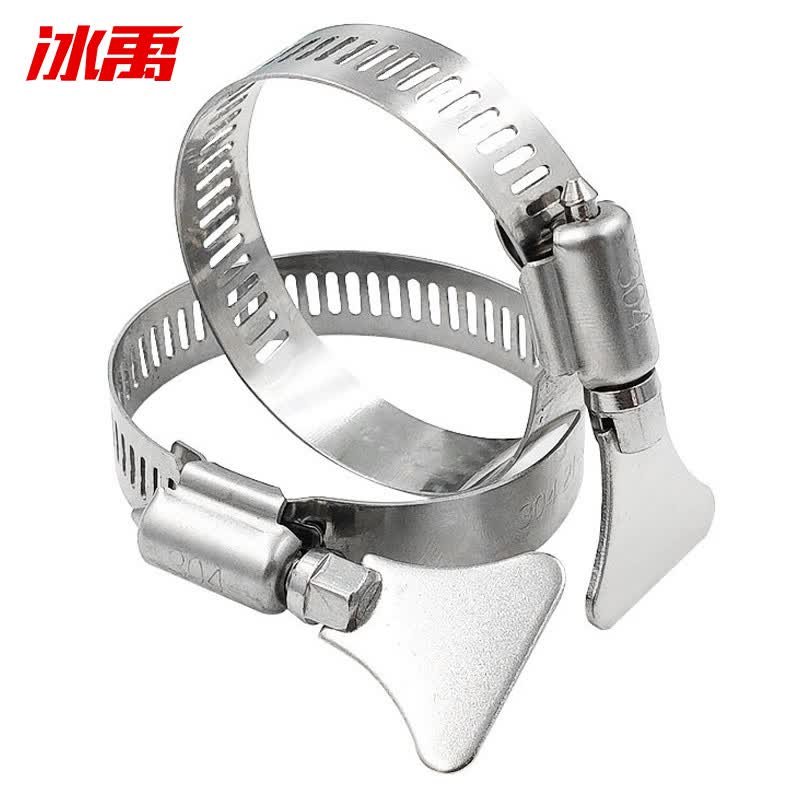 Bingyu BYsy-56 304 Stainless Steel American Style Hose Clamp with Handle, Multi-functional Connector Clamp, Strong Fixing Clamp with Wrench, 52-76mm (1 piece)