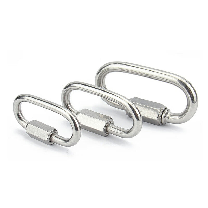 Deqi 304 Stainless Steel Connecting Ring, Quick Connecting Ring, Chain Connecting Ring, Track Buckle, Climbing and Mountaineering Oval Chain Buckle, Mining Connecting Ring M12