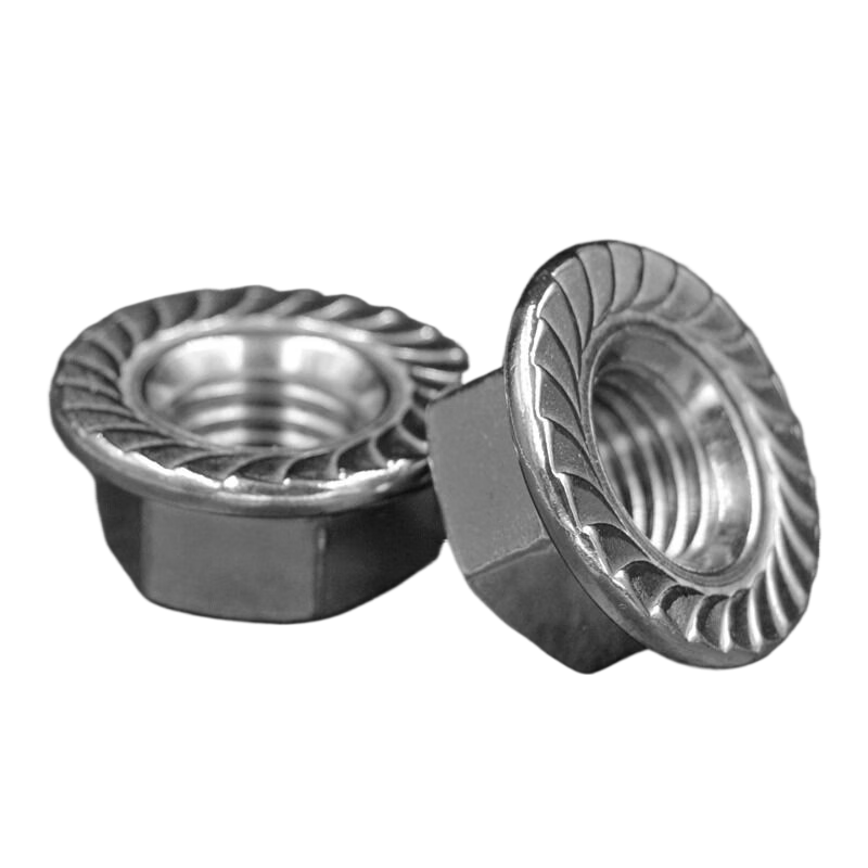 Jing Shi 304 Stainless Steel Hex Flange Nut, Hex Anti-slip with Washer, Anti-loosening Nut, M6 (10 pieces per pack)