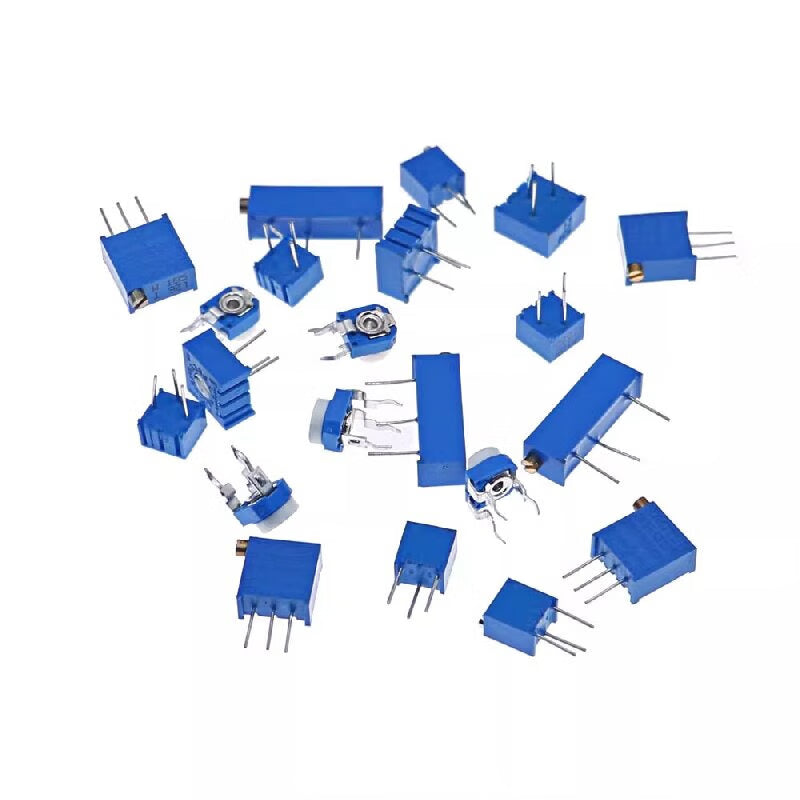 Gangwo (13 types of 3006P (100R~1M) 65 pieces) Commonly Used Adjustable Potentiometers Package: Through-hole Horizontal Micro-adjustable Variable Blue and White Resistors, Boxed Unit: Piece