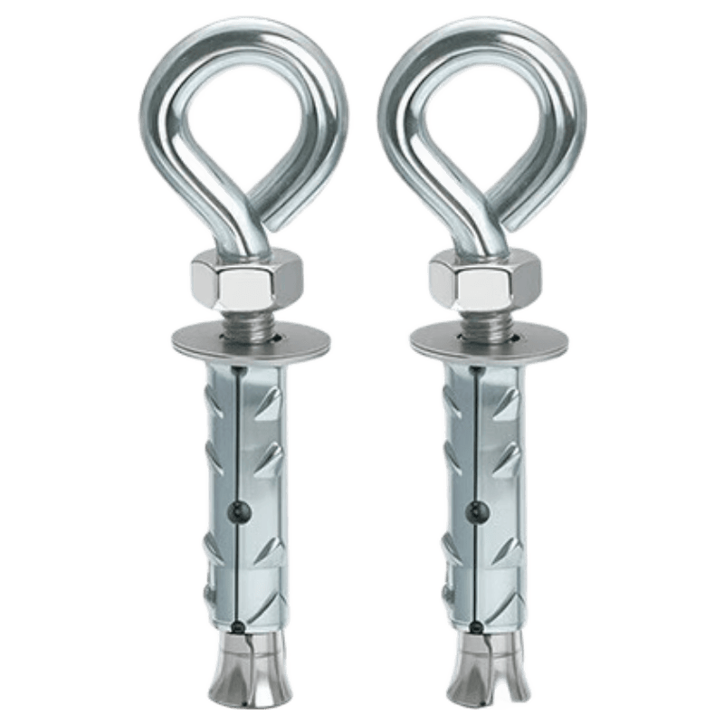 Xiaofeng Precision Machinery - Expandable Galvanized Eye Bolt with Ring, Piercing Bolt, Expandable Circular Hook, Lifting Ring 8*60 (2 pieces)