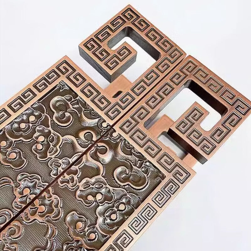 Deqi Antique Bronze Glass Door Handle, Chinese Auspicious Cloud Door Handle, Wooden Door Carved Pattern Handle, Style C - Fine Sand Black, Total Length 1200mm * Hole Spacing 900mm
