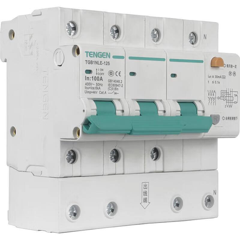 Tianzheng TGB1NLE-125 3P+N C100 30mA Circuit Breaker