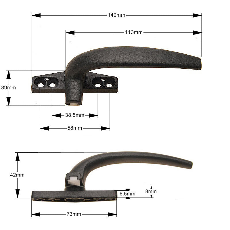 Shanhe Industrial Products 50-type casement window handle, latch, pull handle, outward opening push handle, seven-character handle - left handle