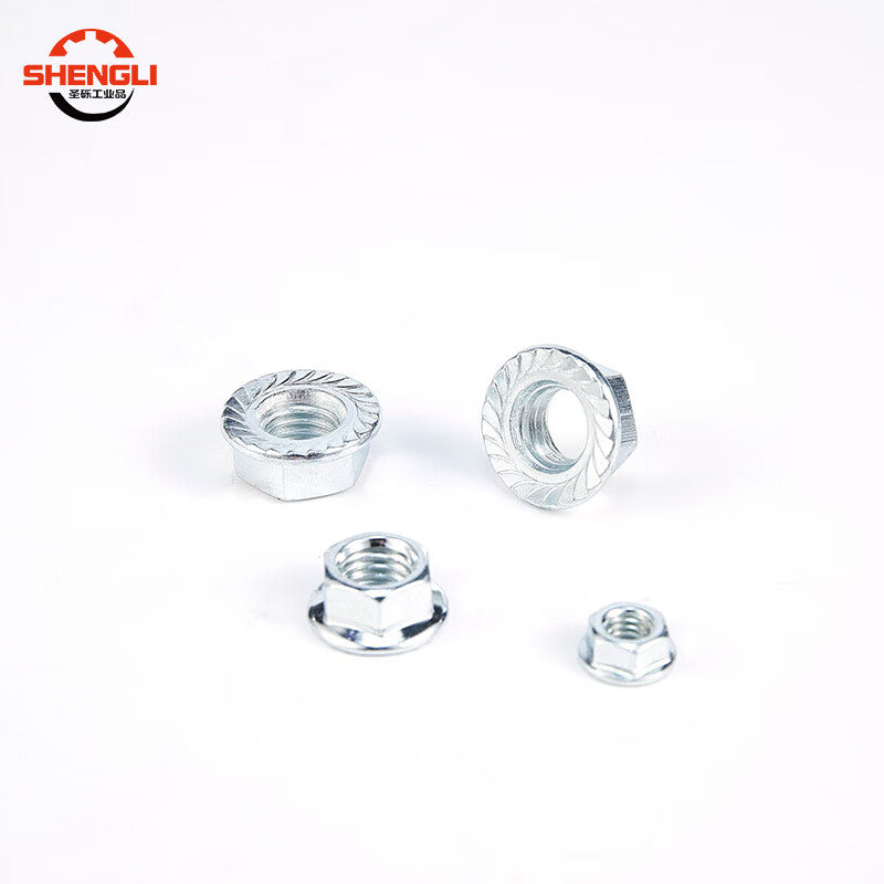 Shengli GB6177 Hexagonal Flange Nut with Washer, Spline Nut, Flange Face Locking Nut, M5 [200 pieces]