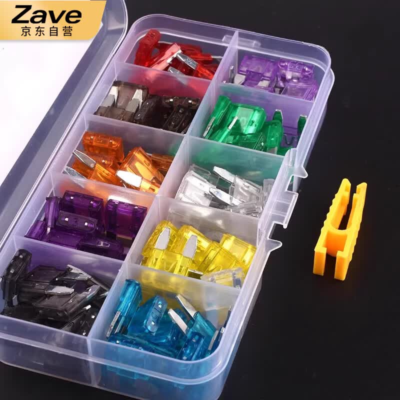 ZAVE boxed car fuse inserts, medium size, 10A (10 pieces) in red.