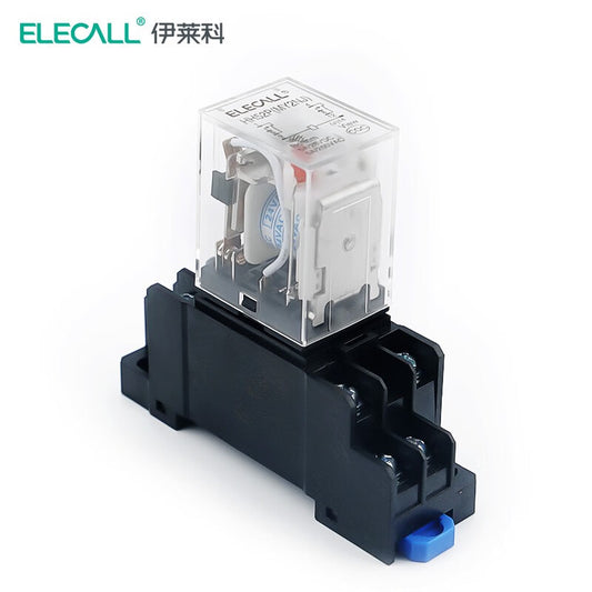 ELECALL HH52P small intermediate relay AC two open and two closed with light and base electromagnetic relay set 8 feet MY2NJ AC24V